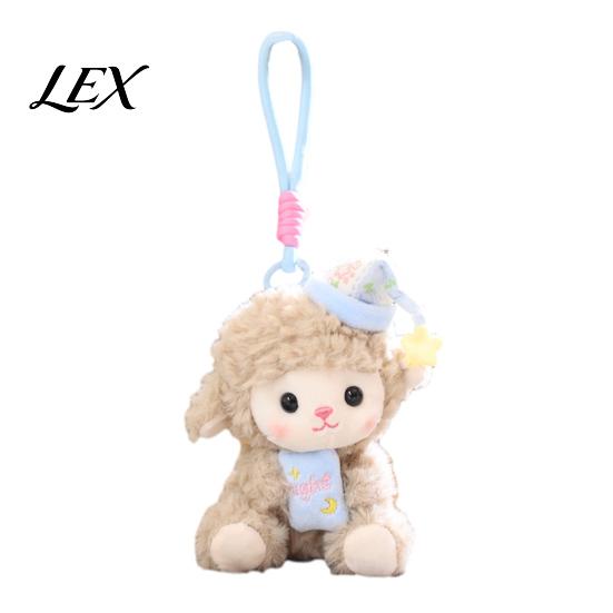 Plushie Gift for Girls Goodnight Sheep Plush Keychain, Cute Sleepy Lamb Stuffed Toy with Nightcap, Fluffy Keyring Soft Bag Charm Backpack And Nursery