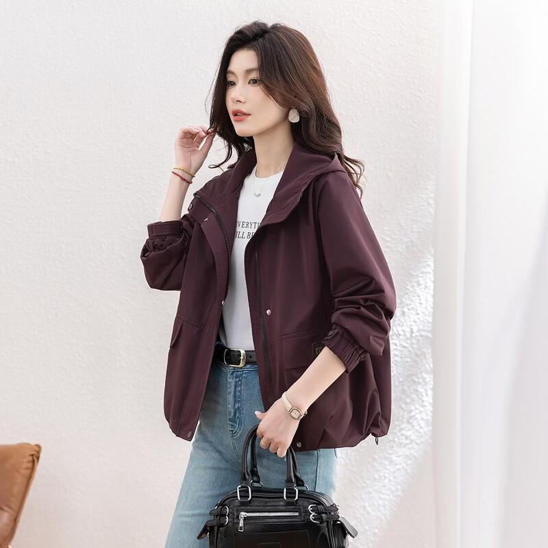 Women's Casual Solid Hooded Long-Sleeve Jacket