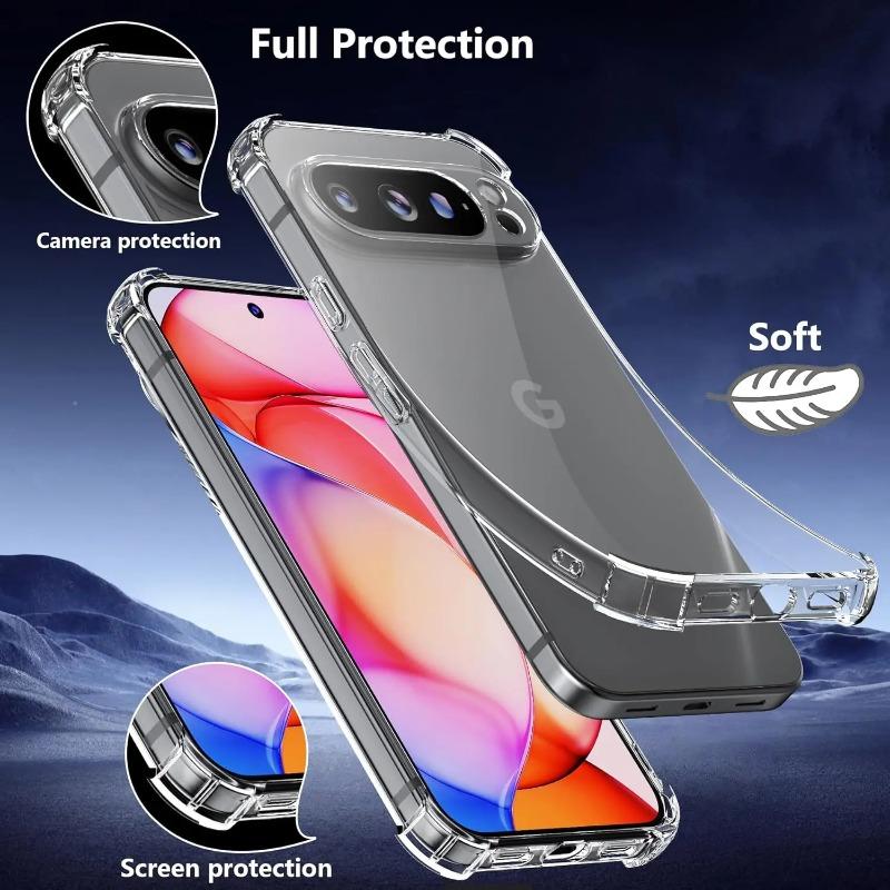 Airbag Anti-knock Clear Case for Google Pixel 9A 10A Soft Transparent Silicone TPU Cover for Google 9 10 Pro XL 7 8 6 6A 7A 8A