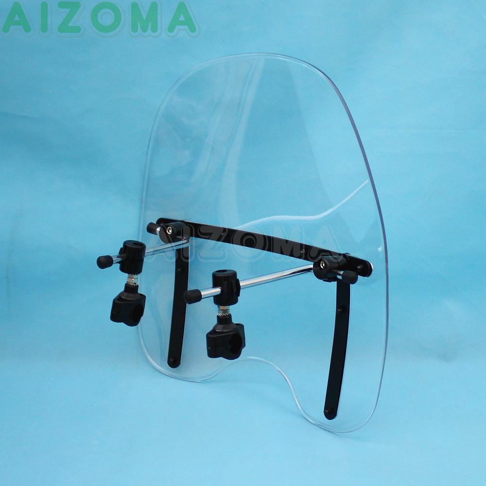 Motorcycle Clamp Mount Windshield Universal Standards Wind Screen Kit For BMW Kawasaki HONDA Shadow VT750 VT500 VTX750 VTX1800