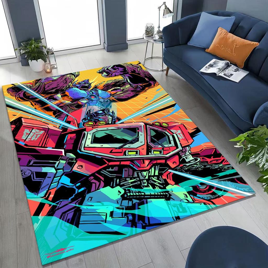 Cartoon T-Transformers Autobots Optimus Prime Rug for Bedroom Living Room Sofa Home Doormat Decor, Large Kids Non-slip Floor Mat