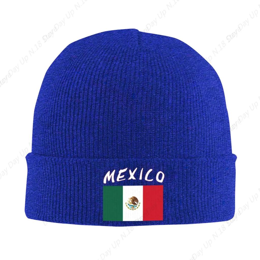 Mexico Flag Knitted Hat For Men Women Knit Hats Winter Beanies Skull Cap Unisex Black