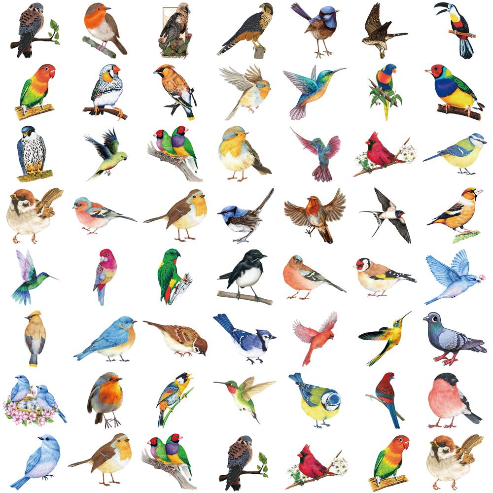 50PCS Bird Stickers Nostalgia Cartoon Laptop Luggage For Phone Phone Home Decoration Skateboard Landscape Wall Painting