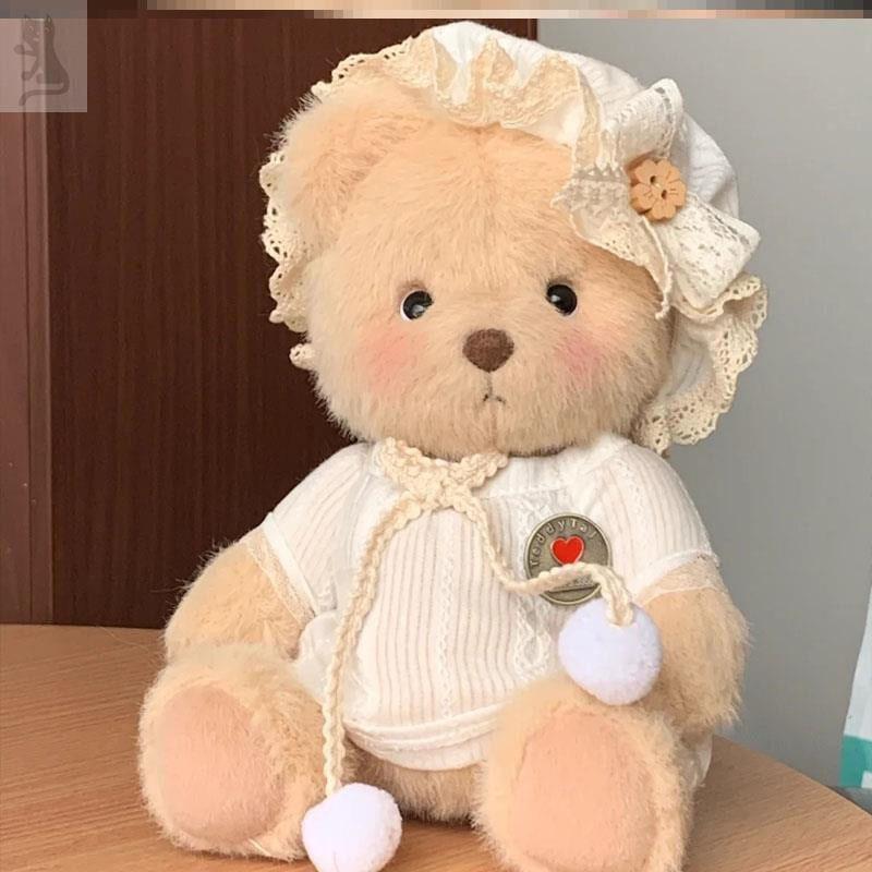 Medium Bear Outfit - Blue Pink Striped Carrot Overalls Set