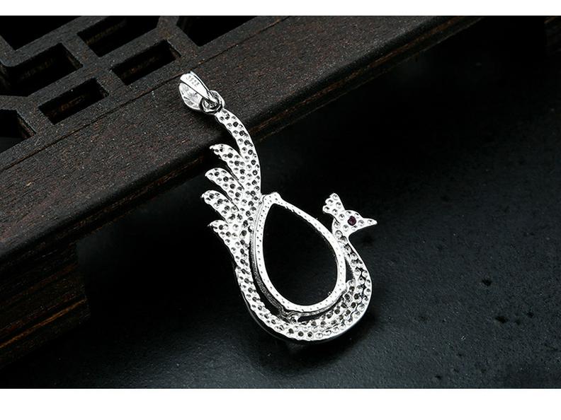 925 Sterling Silver Teardrop Pendant - Phoenix DIY Amber Turquoise Necklace Setting