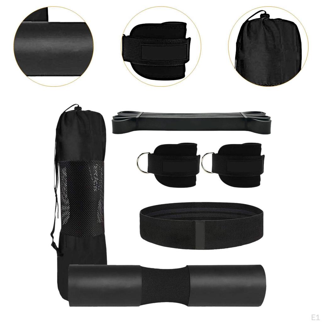 Set Pad Bară pentru Genuflexiuni Gât Umăr cu Bandă de Rezistență Anti Alunecare 2 Glezne de Sală