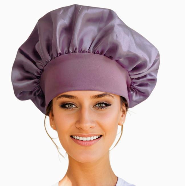 Shower Wide Brim Elastic Satin Hair Care Cap - Women's Sleep, Salon, and Shower Use