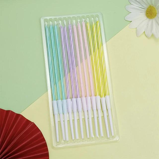 

12 Pcs Box Happy Birthday Cake Thread Candles Colorful Thick Candles Net Red Long Candles Hot Selling Crystal Candles