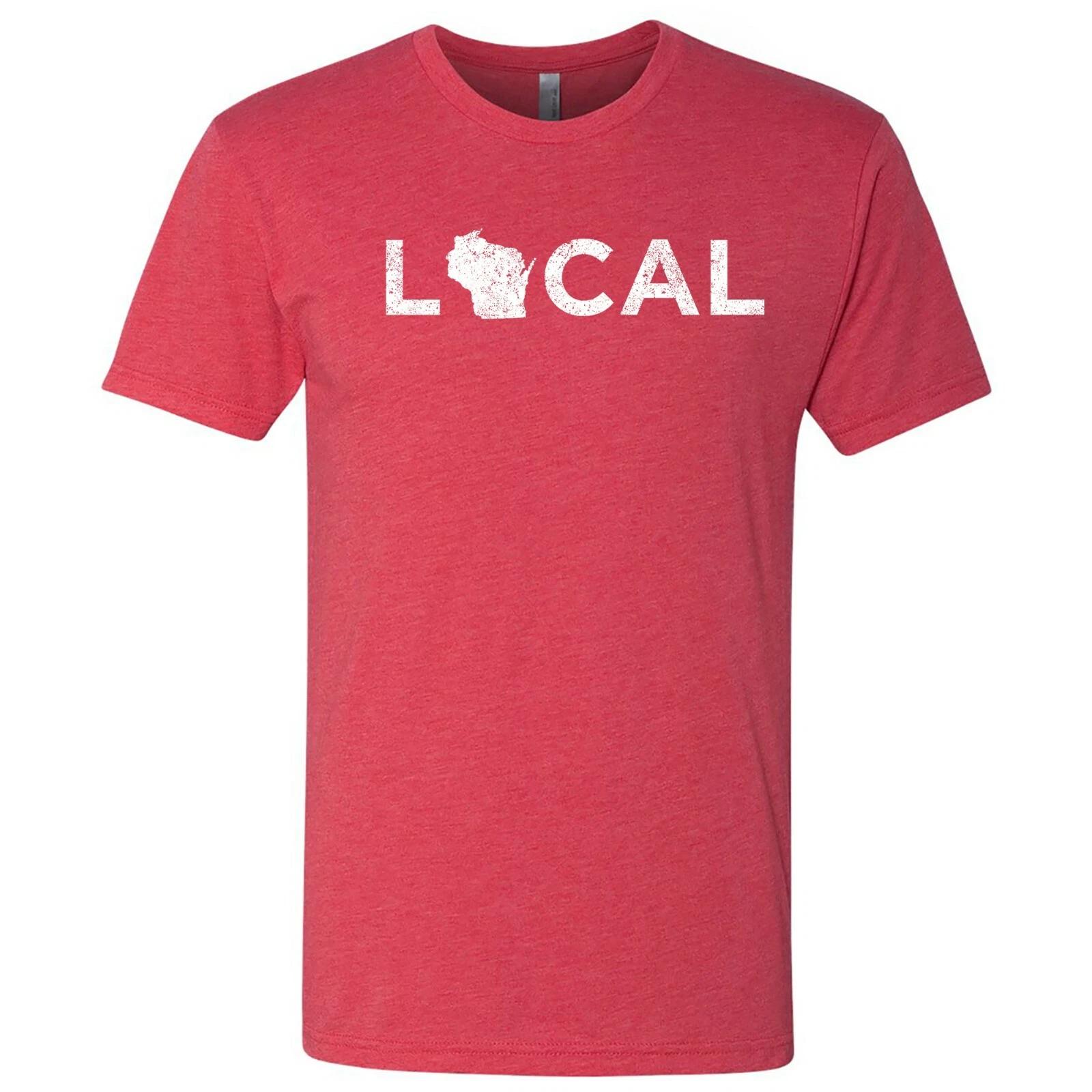 Висконсин Местный - Канвасная футболка с принтом штата США Triblend - Винтажный красный 3XL