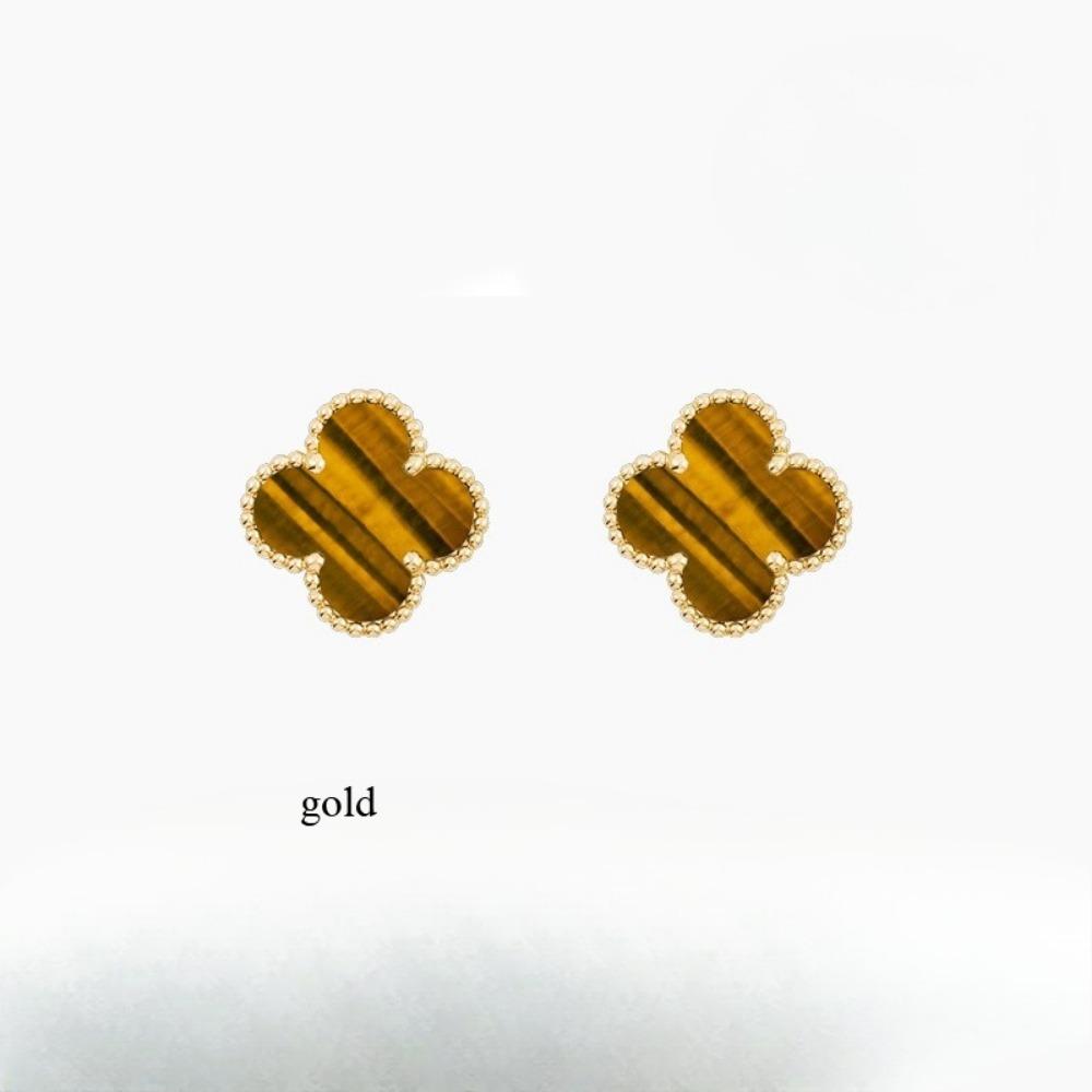 9mm Four-leaf Clover Mini Earrings Red Black Agate White Shell New Arrival Ladies Earrings