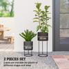 Metal Plant Pots Set of 2 with Hollow Design Flower Planters for Garden Balcony Black