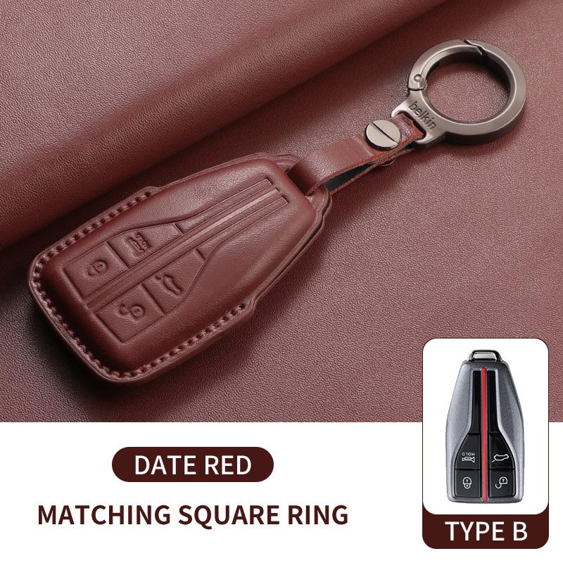 

Interior Mouldings Leather Car Key Cover Case Bag for Hongqi HS5 H5 H9 HS7 H7 L5 HS3 L9 Shell Protector Keychain Accessories