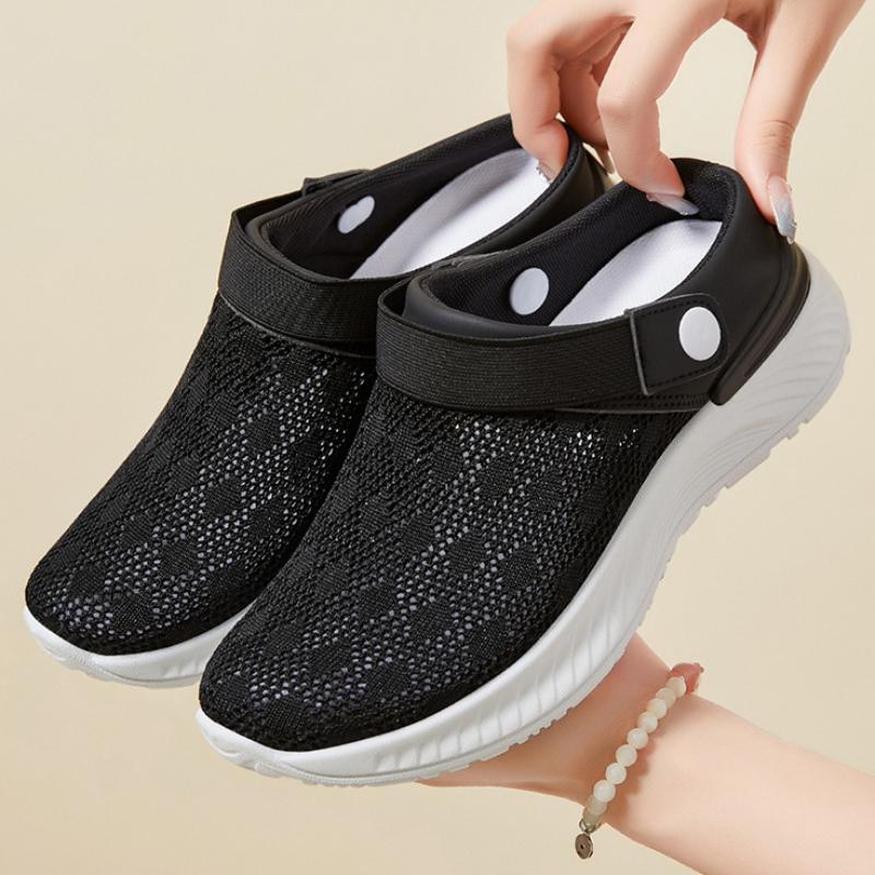 Summer Mesh Hollow Out Half Drag, One Foot On Slippers, Go Out and Wear Fashionable Casual Shoes