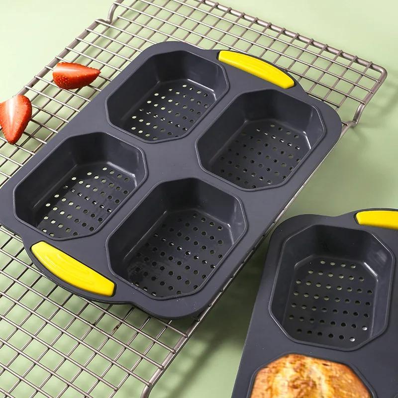 Baking Mould Restaurant Hamburger Bun Silicone Mold Foldable Reusable Bread Pan Heat Resistance DIY Kitchen Tool Accessories
