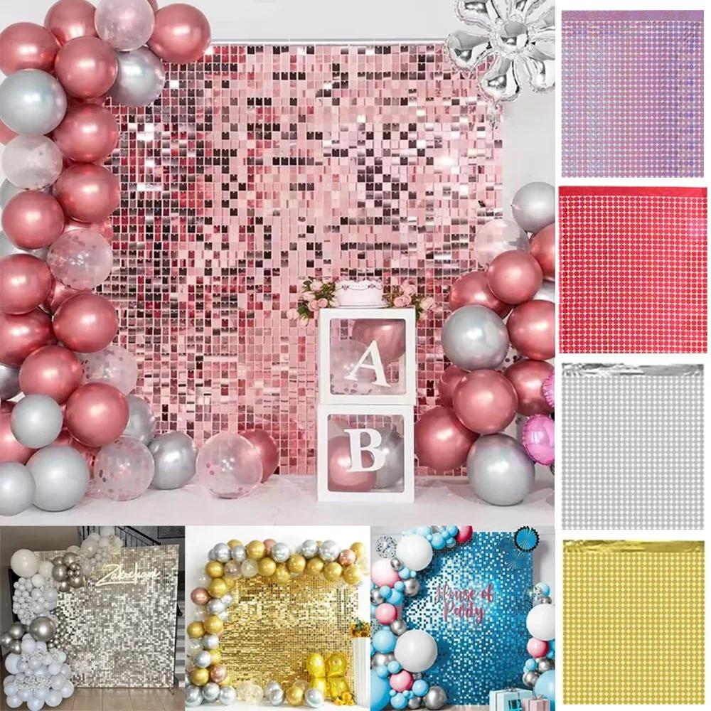 1x2M Sequin Backdrop Decor Curtain 2m Foil Tinsel Curtain Baby Shower Birthday Party Decor Shimmer Wall Wedding Party Backdrops