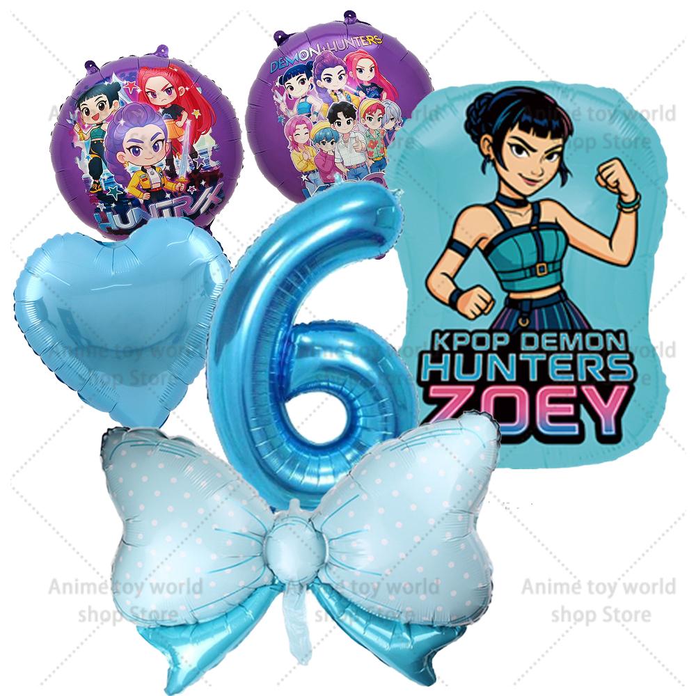 K-pop Demon Hunters Balloons Birthday Party Decoration Number 1-10 Baloon Set Kids Girls Korean Group Globals MIRA RUMI ZOEY Round Sensory Compression