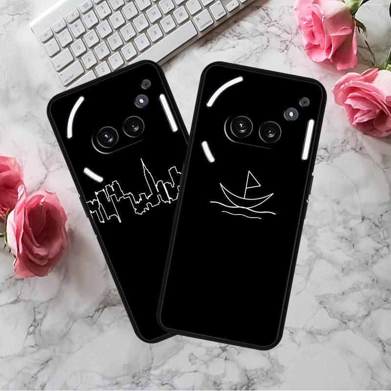 Nothing Phone 2A Luminous Hole TPU Soft Black Case with Simple Line Design