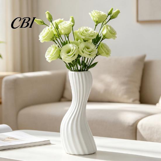 Unique Relief Pattern Vase Minimalist Twisted Vase, Modern Ribbed Flower Decorative Container, Creative Farmhouse Interior Decor Floral Arrangement