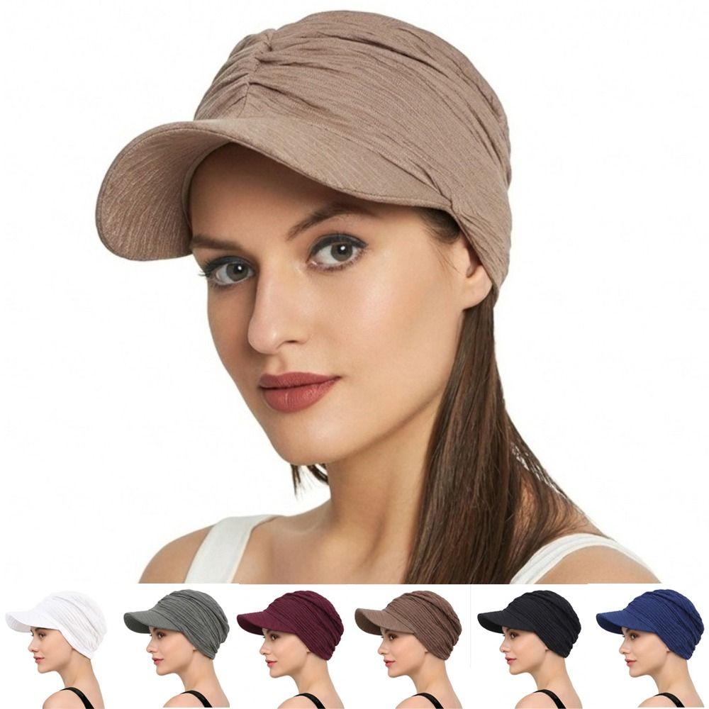 Simple Solid Color Headwraps Hat Wide Brim Casual Sun Hat Duck Tongue Hat Women