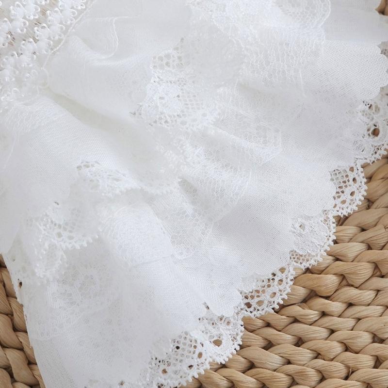 White Lace Faux Sleeves Pair with Gathered Opening for Top Styling Dress Looks and Costume Accessory Wear