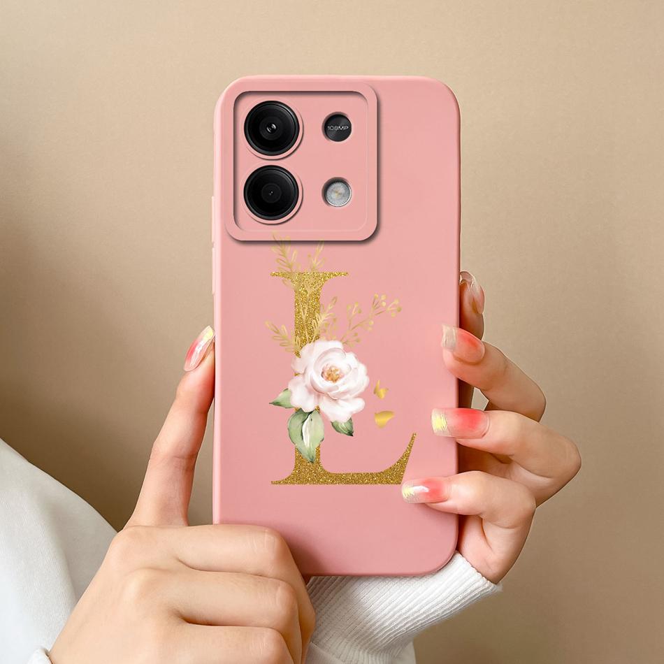 Phone Case For Redmi Note 13 Pro 4G 5G Elegant Letter Soft Liquid Silicone Full Coverage Protector For Redmi Note13 13Pro Fundas