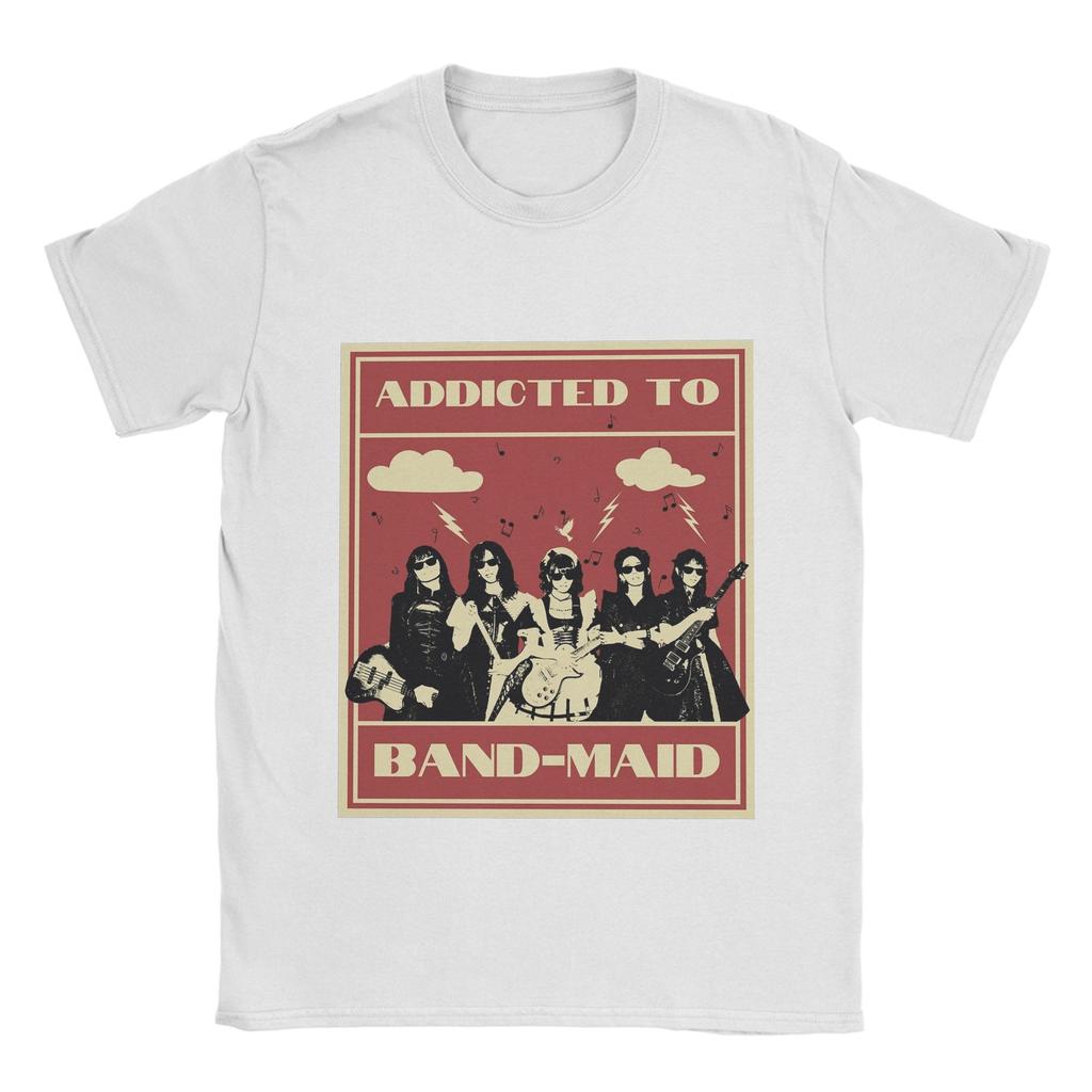 Męski T-shirt zespołu Band Maid 100% Bawełna Odzież Rekreacyjna Krótki Rękaw Okrągły Dekolt T-shirt Prezentowy
