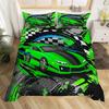 Racing Car Duvet Cover Kids Extreme Sports Game Quilt Cover Twin For Boys Microfiber Cool Speed Automobile Honeycomb Bedding Set