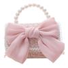 Fashion Synthetic Leather Princess Bag Pearl Decorated Handheld Pearl Handbag Children's Fashion Bag Girl