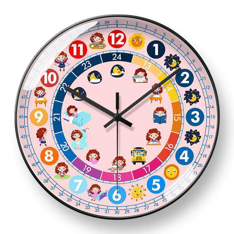 Kids' Educational Cartoon Wall Clock for Learning Time - Silent Clock for Children's Bedroom and School