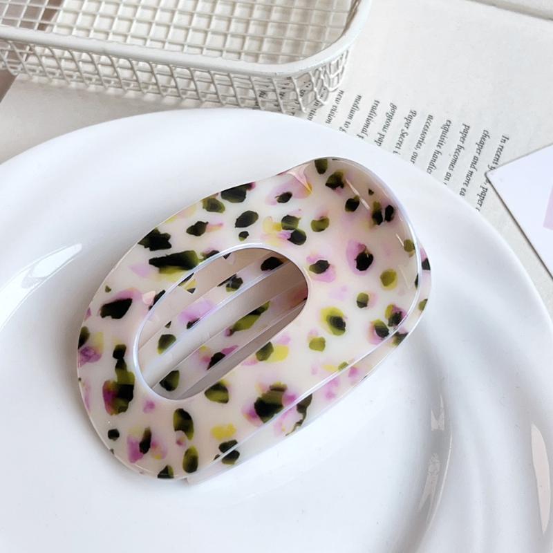 Matte Texture Leopard Print Hair Claw Korean Ombre Floral Hair Gripper Non Slip Strong Hold for Thick Curly Hair