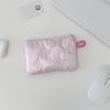 Silver Bow Pattern Coin Purse Women's Earphone Coins Keys Wallet Organizer Zipper Pouch Cosmetic Bag
