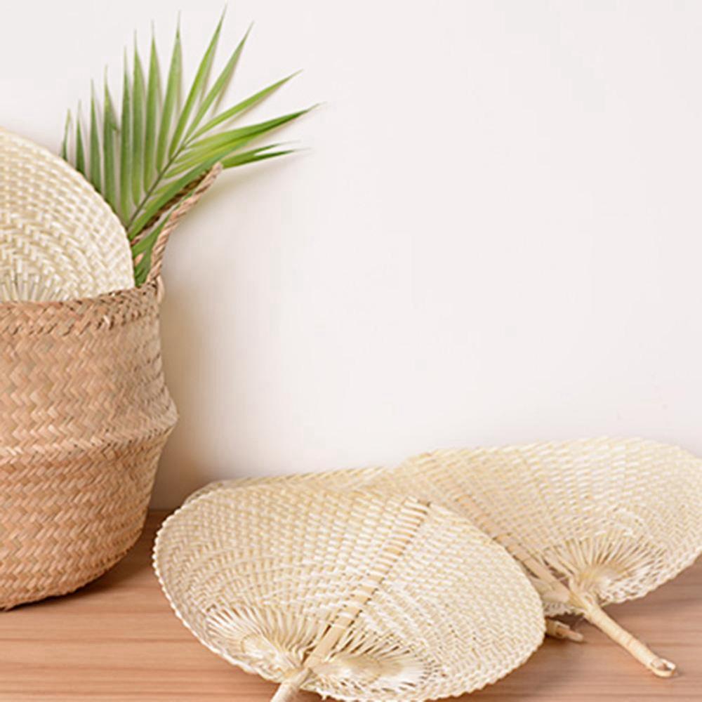 DIY Woven Handmade Rattan Decor Heart Shaped Home Decoration Hand Fans Bamboo Fan Woven Fan