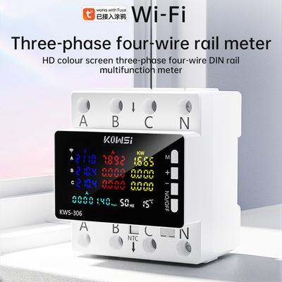 AC 85-290V 80A Tuya WIFI Chytrý jistič Třífázový 4vodičový Lištový voltmetr KWH Měřič spotřeby energie Dálkové ovládání přes aplikaci