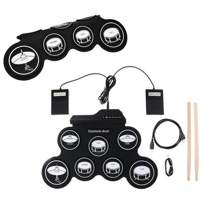 Set de tobe electronice 7 pad-uri 5 acordaje 8 melodii demonstrative 3 ritmuri Portabil USB Rulabil Tobă