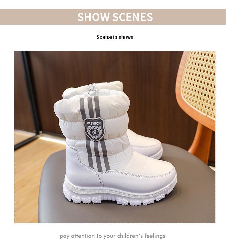 

Children s Winter Snow Boots, Boys & Girls, Medium/Large, Waterproof, Non-Slip, Thick Plush-Lined, Short Cotton Boots Size 31, 20 CM