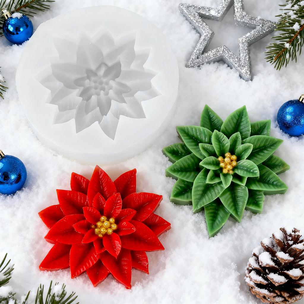 Ilex Chinensis Aroma Candle Silicone Mold DIY Christmas Holly Leaf Berry Gypsum Resin Mould Handmade Soap Making Supplies