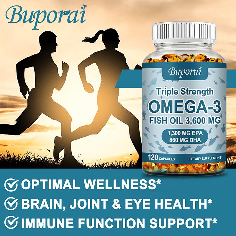 Omega 3 Fish Oil Capsules, Containing 3600 Mg, Are Rich In DHA and EPA, Beneficial for Cardiovascular Health and Immunity.