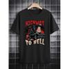 1pc Men's Highway To Hell Rock T-Shirt - Vintage Iconic Album Car & Road Print, Soft Stretch Knit Fabric, Loose Fit Short Sleeve Tee Suitable for