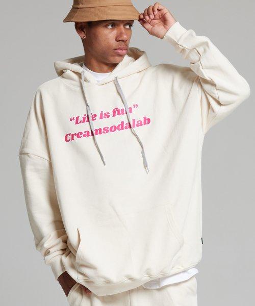 Cream Soda Lab Lab Slogan Oversized Hoodie Oatmeal L