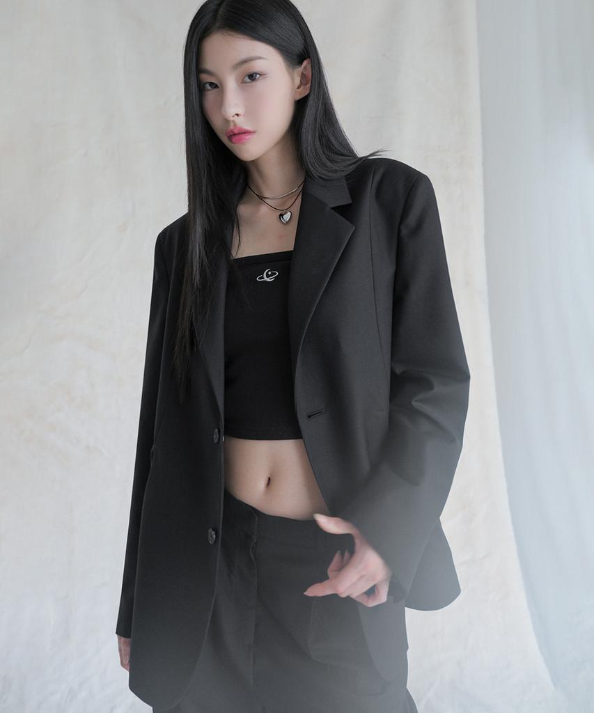 Avandress Curved Two-Button Blazer Black
