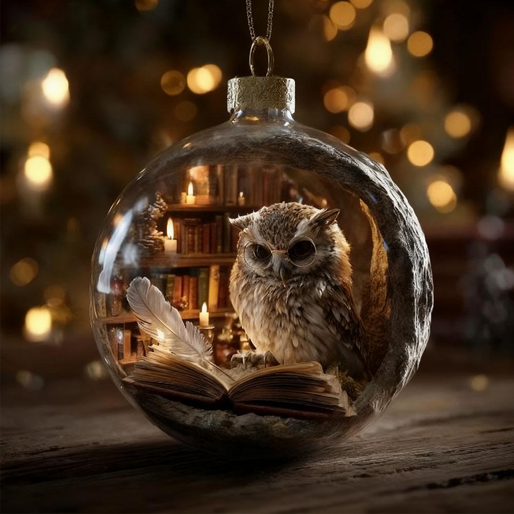8cm Bookstore Animal Series Reading Companion 3D Spherical Decorative Pendant A Gift For Book Lovers(The Middle Pattern Is 2D)