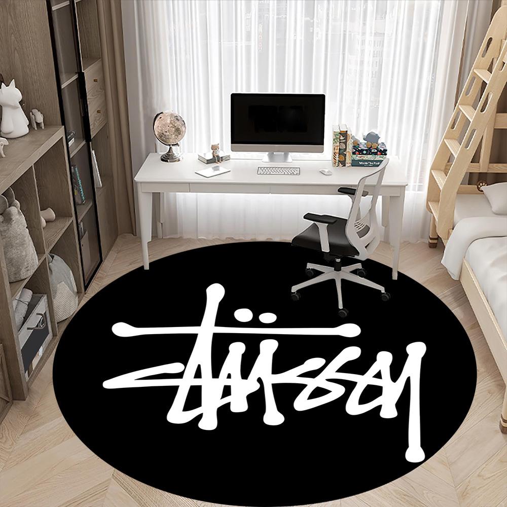 1PC Stussy Office Round Rug, Non-slip, Soft and Durable Office Rug for Interior Decoration, Perfect for Office, Beautiful Decoration