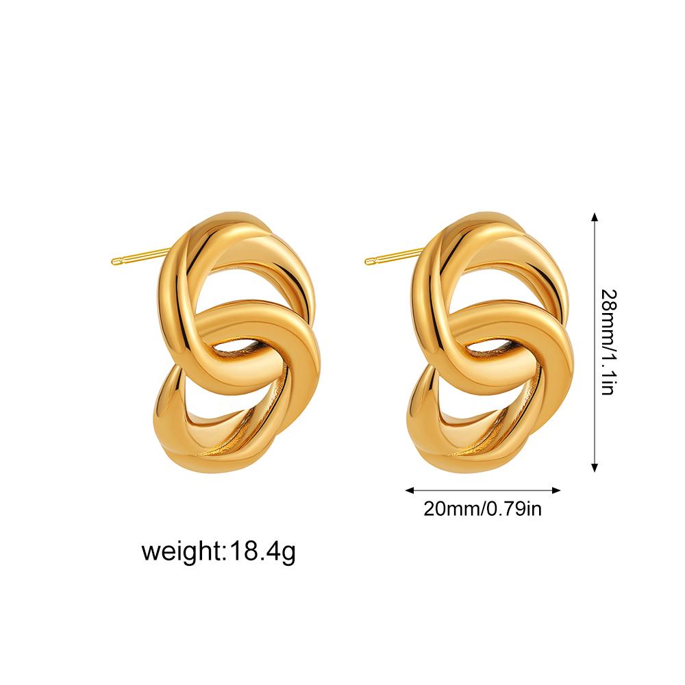 Creative Gold Plated Stainless Steel Round Geometric Earrings for Women Statement Geometric Studs Fashion Jewelry Waterproof