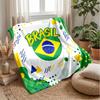 Brazil Football Printed Flannel Blanket Skin Friendly Warm Decorative Throw for Indoor Couch Bed Daily Use