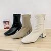 Fashion Chunky Heels Ankle Boots for Women Autumn Winter British Style PU Leather Short Boots Female Comfort Thick Heel Botines Mujer