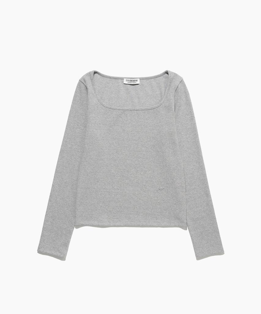 Tudument Square Long Sleeve Top Gray
