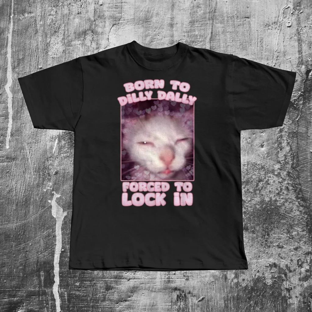 2026 New Women Monday Left Me Broken Funny Cat Meme Tshirt Brainrot Tee ShirtTshirts Women Clothing Oversize TShirt Y2K Top