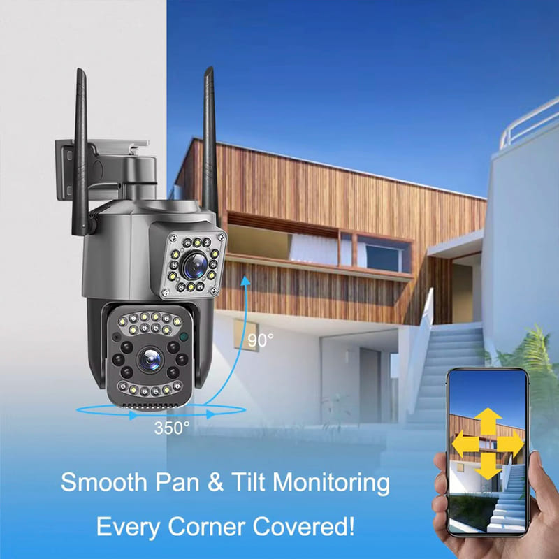 4K 8MP Dual Lens WiFi IP Camera Night Vision Ai Human Detect PTZ Outdoor Video Camara Wireless V380 Pro CCTV Security Protection