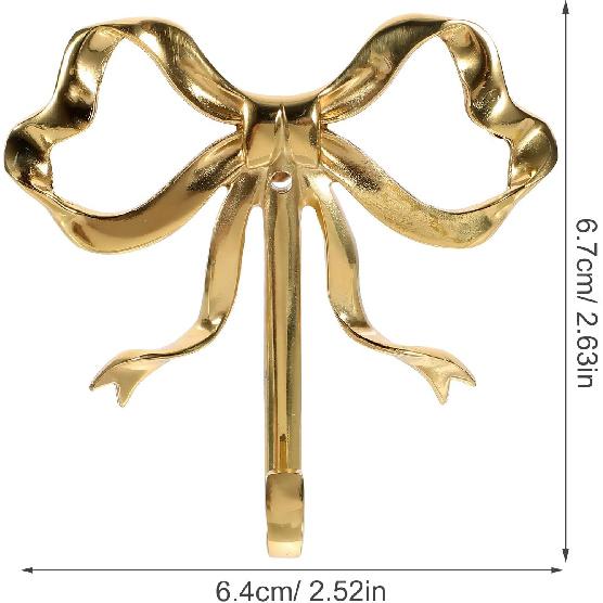 LUOZZY 2Pcs Bow Hook Bowknot Wall Hook Bow Hooks for Wall Multi-Purpose Hanging Brass Hooks for Coat Hat Towel Home Bedroom Supplies