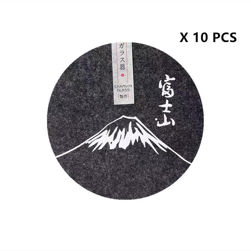 

10 шт. в партии, подставка для стакана Fujiyama, японский бар, ресторан, стеклянная подушка для питья, настраиваемый утолщенный темно-серый круглый коврик для чашки виски Felt Coaster